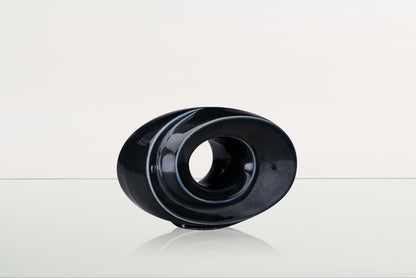 Handmade Cremation Keepsake Urn "The Passage" - Small Urn | Black Gloss Melange | Ceramic - Pulvis Art Urns