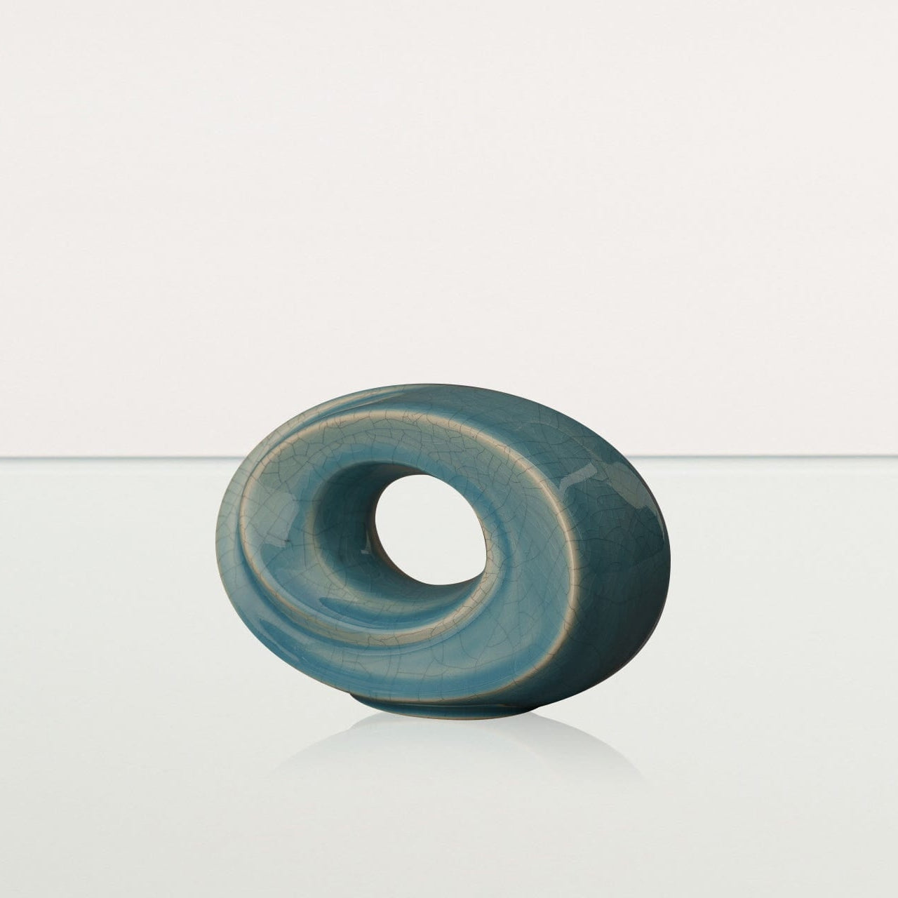 Handmade Cremation Keepsake Urn "The Passage" - Small Urn | Blue Craquelure - Pulvis Art Urns