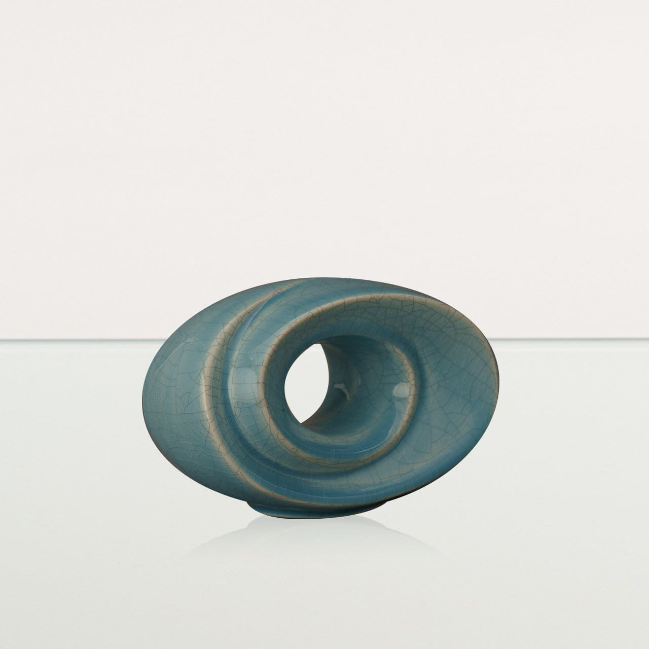 Handmade Cremation Keepsake Urn "The Passage" - Small Urn | Blue Craquelure - Pulvis Art Urns