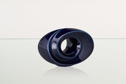 Handmade Cremation Keepsake Urn "The Passage" - Small Urn | Cobalt Metallic | Ceramic - Pulvis Art Urns