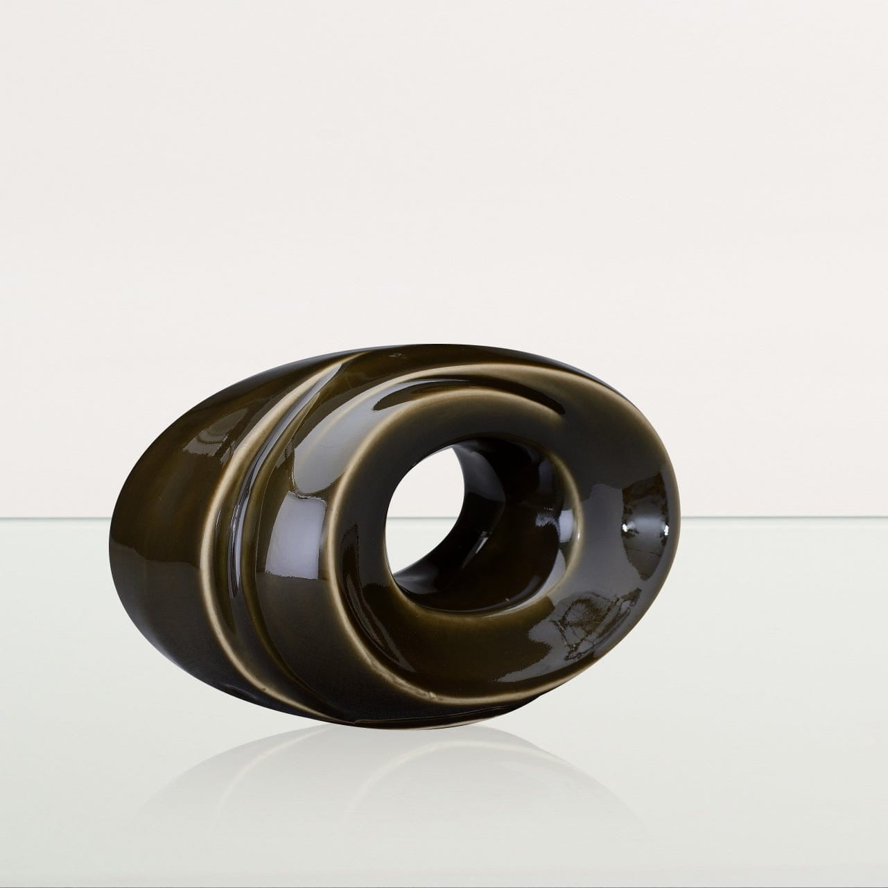 Handmade Cremation Keepsake Urn "The Passage" - Small Urn | Oily Green | Ceramic - Pulvis Art Urns