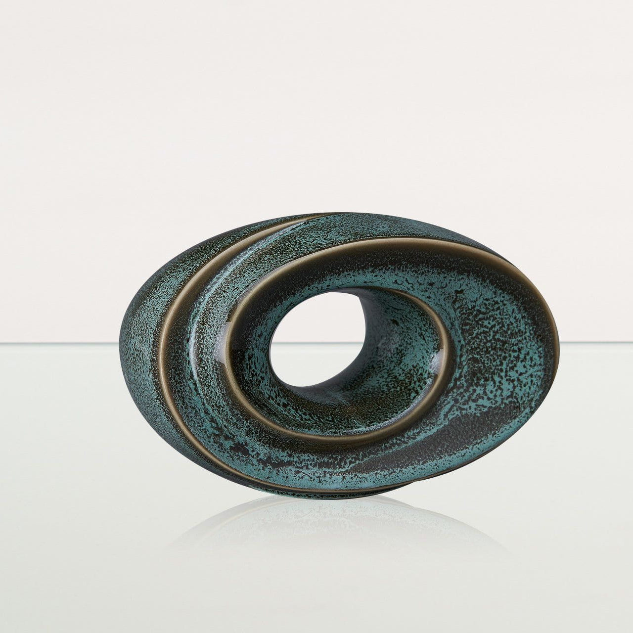 Handmade Cremation Keepsake Urn "The Passage" - Small Urn | Oily Green Melange - Pulvis Art Urns