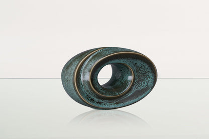 Handmade Cremation Keepsake Urn "The Passage" - Small Urn | Oily Green Melange - Pulvis Art Urns