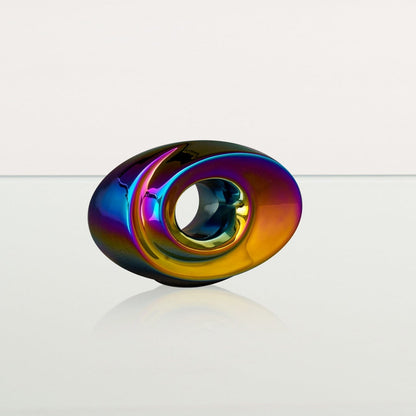 Handmade Cremation Keepsake Urn "The Passage" - Small Urn | Rainbow Chrome - Pulvis Art Urns