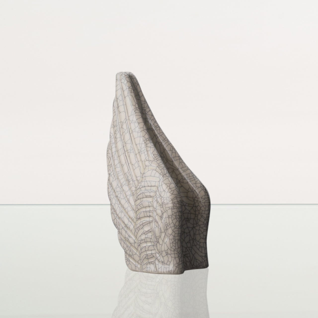 Handmade Cremation Keepsake Urn "Wings" - Small | Craquelure | Ceramic Urn - Pulvis Art Urns