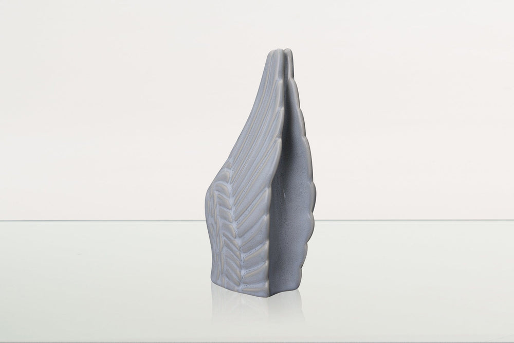 Pulvis Art Urns Keepsake Urn Handmade Cremation Keepsake Urn "Wings" - Small | Grey Melange | Ceramic