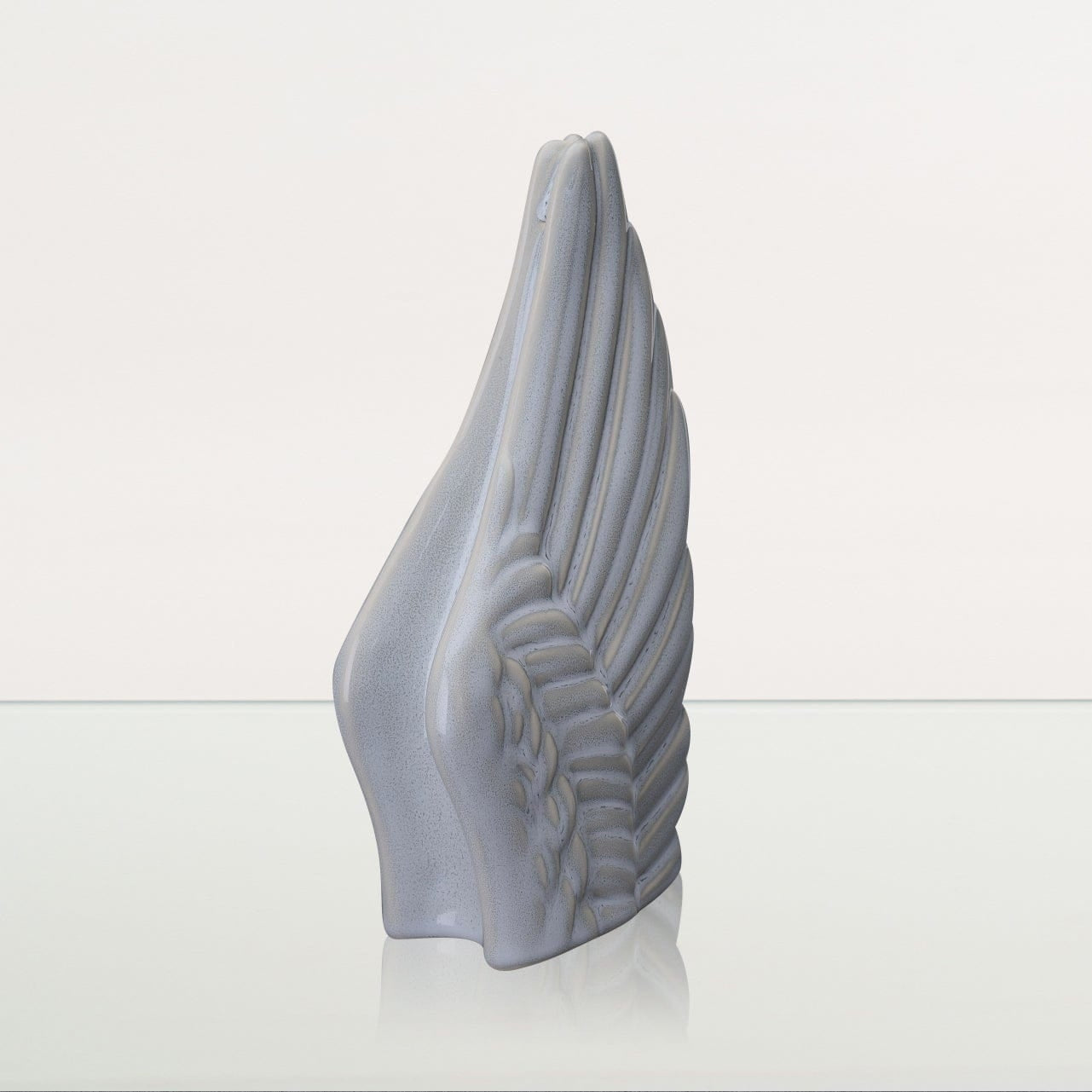 Handmade Cremation Keepsake Urn "Wings" - Small | Grey Melange | Ceramic - Pulvis Art Urns