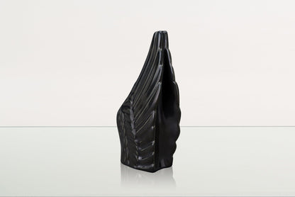 Handmade Cremation Keepsake Urn "Wings" - Small Urn | Black Gloss | Ceramic - Pulvis Art Urns