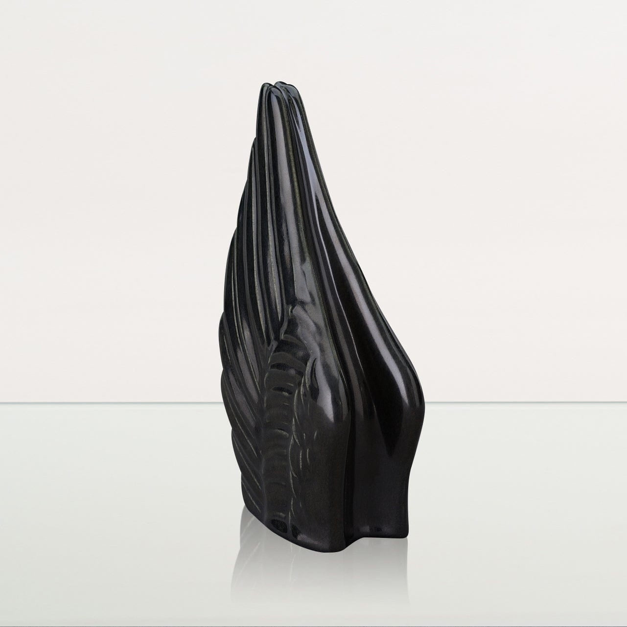 Handmade Cremation Keepsake Urn "Wings" - Small Urn | Black Gloss | Ceramic - Pulvis Art Urns