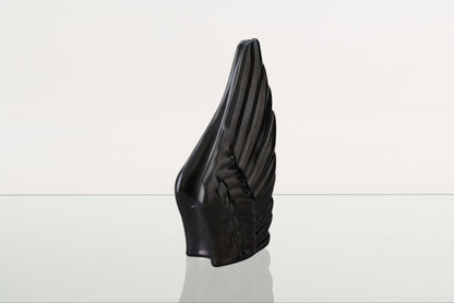 Handmade Cremation Keepsake Urn "Wings" - Small Urn | Black Gloss | Ceramic - Pulvis Art Urns
