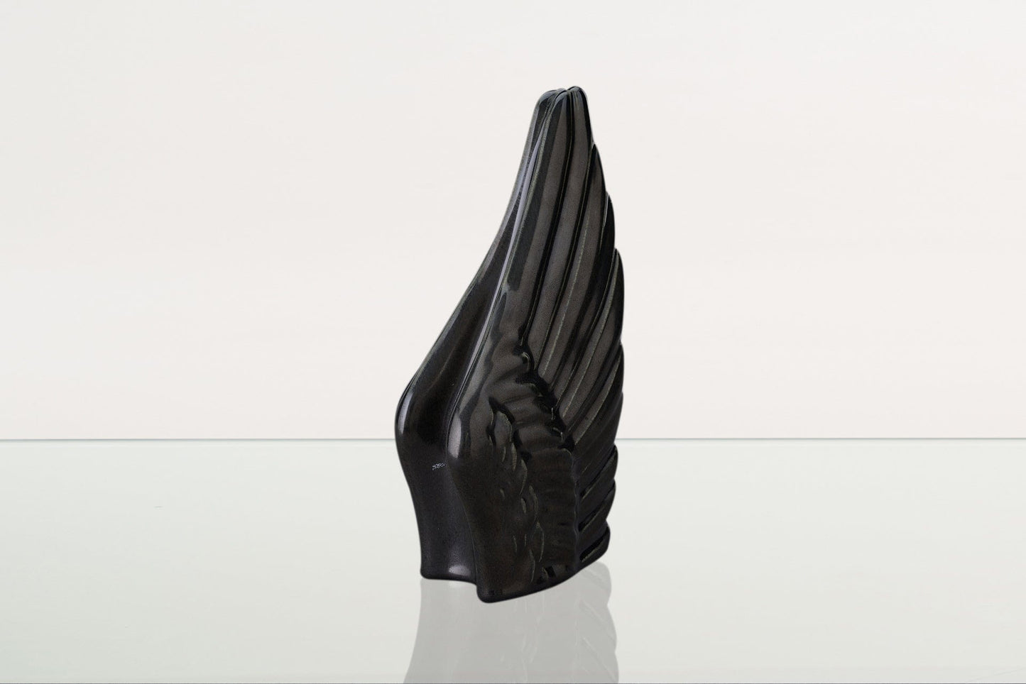Pulvis Art Urns Keepsake Urn Handmade Cremation Keepsake Urn "Wings" - Small Urn | Black Gloss | Ceramic