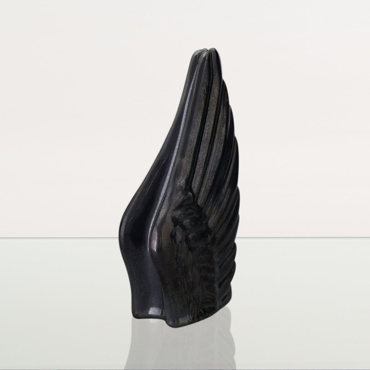 Handmade Cremation Keepsake Urn "Wings" - Small Urn | Black Melange | Ceramic - Pulvis Art Urns