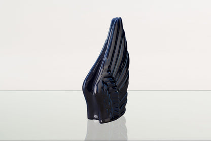 Handmade Cremation Keepsake Urn "Wings" - Small Urn | Cobalt Metallic | Ceramic - Pulvis Art Urns