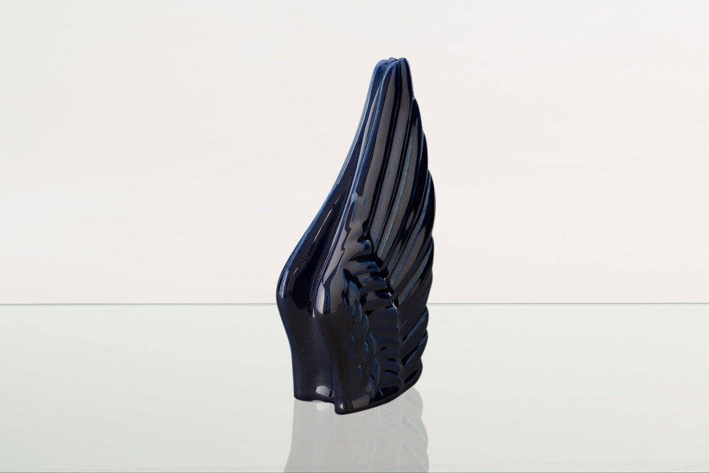 Pulvis Art Urns Keepsake Urn Handmade Cremation Keepsake Urn "Wings" - Small Urn | Cobalt Metallic | Ceramic
