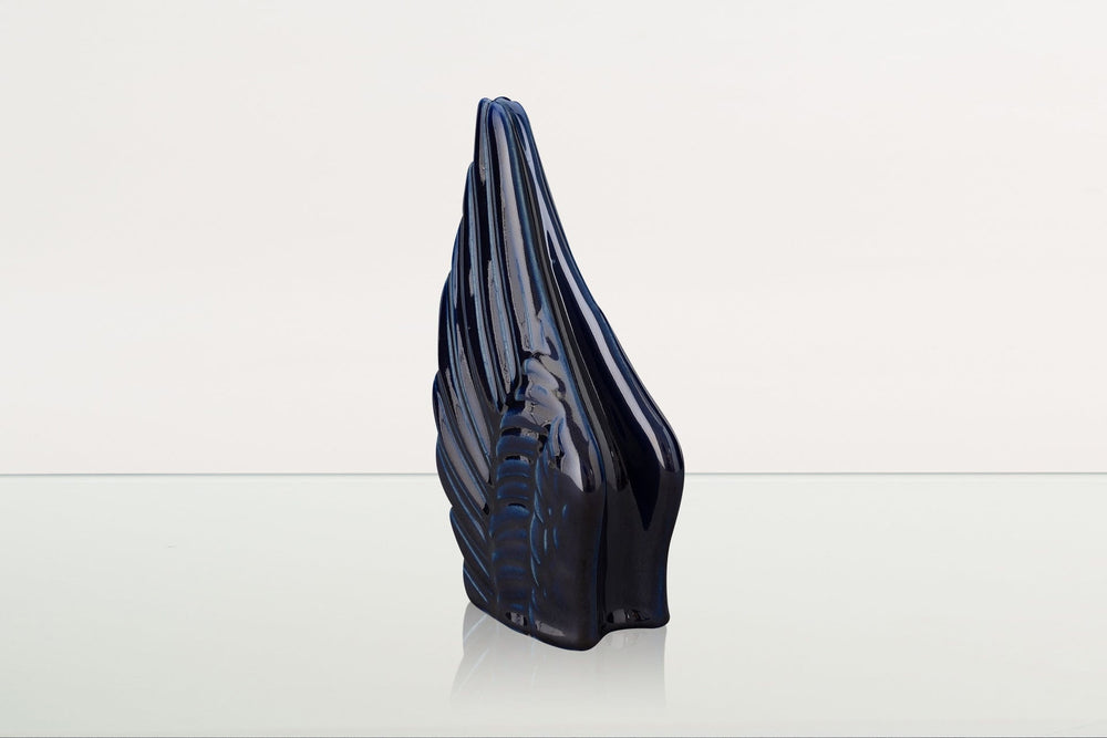 Pulvis Art Urns Keepsake Urn Handmade Cremation Keepsake Urn "Wings" - Small Urn | Cobalt Metallic | Ceramic