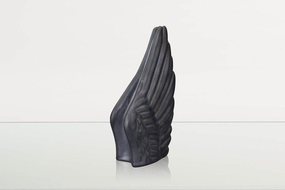 Pulvis Art Urns Keepsake Urn Handmade Cremation Keepsake Urn "Wings" - Small Urn | Dark Matte | Ceramic