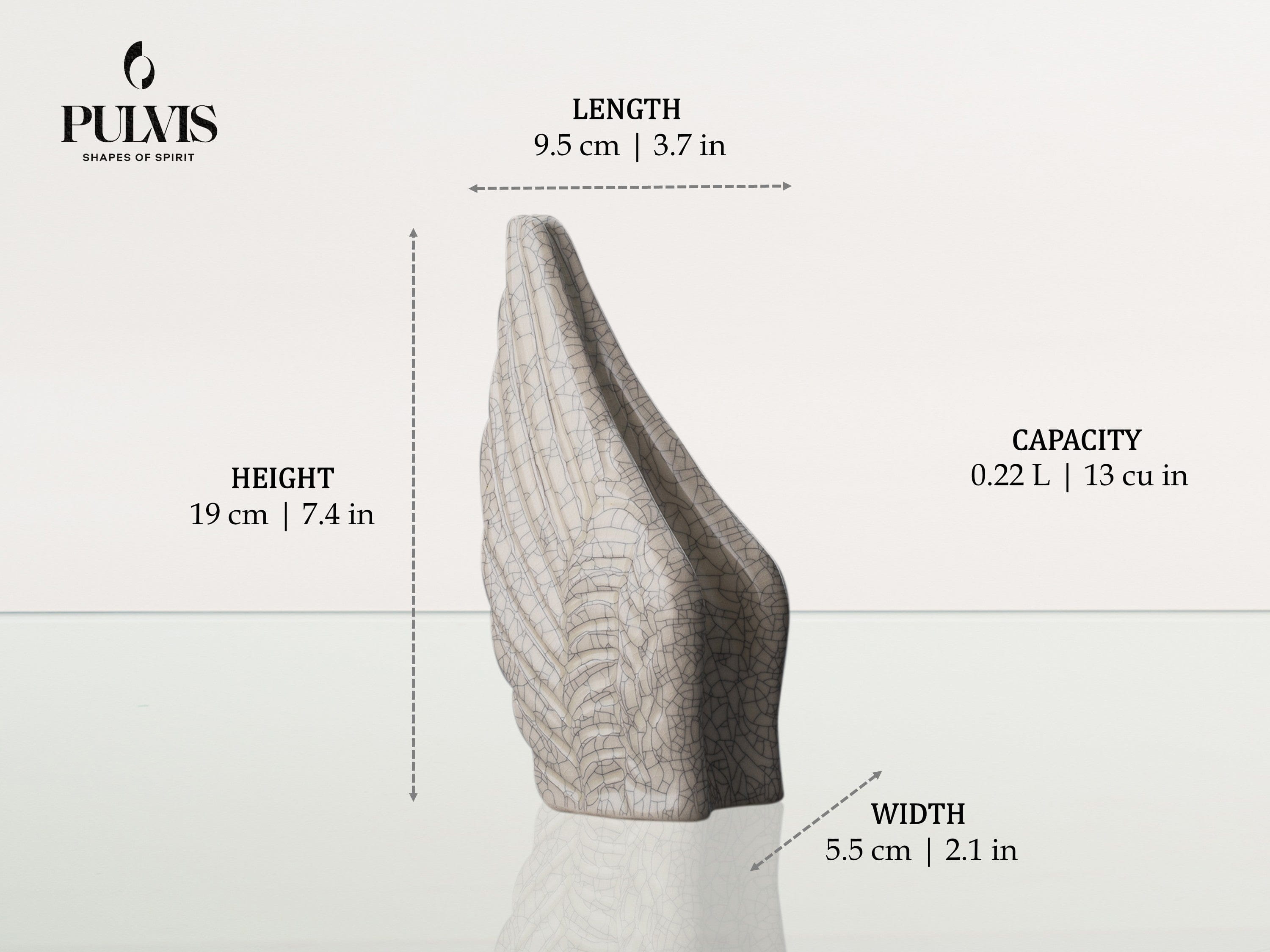 Pulvis Art Urns Keepsake Urn Handmade Cremation Keepsake Urn "Wings" - Small Urn | Oily Green Melange | Ceramic