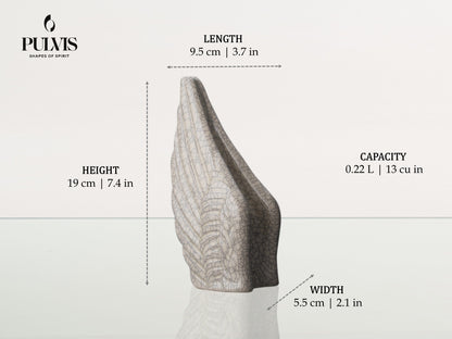 Pulvis Art Urns Keepsake Urn Handmade Cremation Keepsake Urn "Wings" - Small Urn | Oily Green Melange | Ceramic