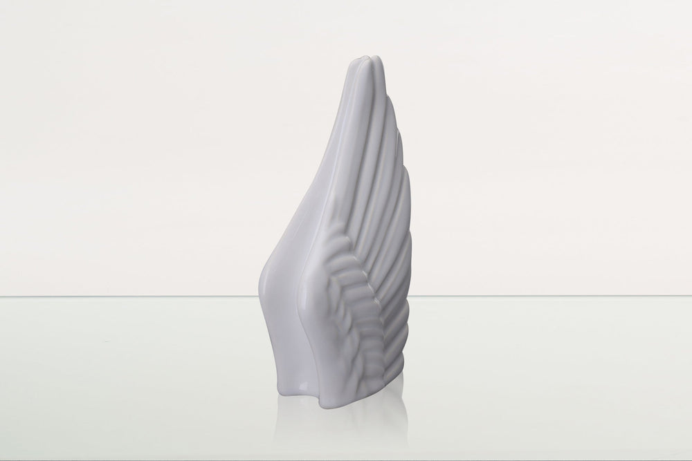 Pulvis Art Urns Keepsake Urn Handmade Cremation Keepsake Urn "Wings" - Small Urn | White | Ceramic