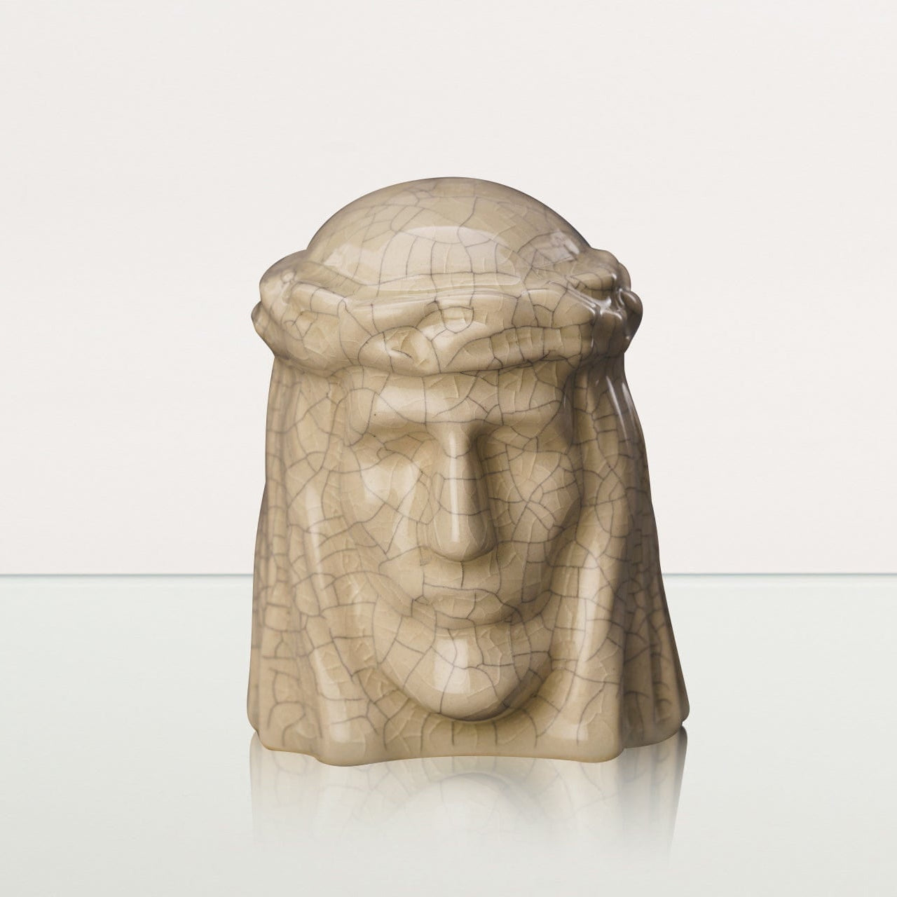 Handmade Mini Keepsake Urn "The Christ" - Craquelure | Ceramic Mini Urn - Pulvis Art Urns