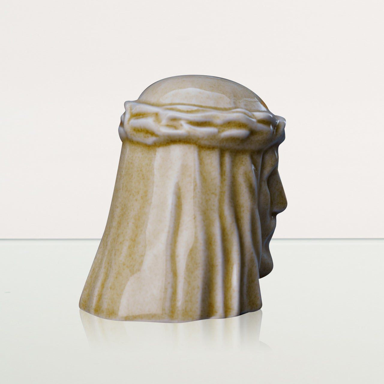 Handmade Mini Keepsake Urn "The Christ" - Light Sand | Ceramic Mini Urn - Pulvis Art Urns