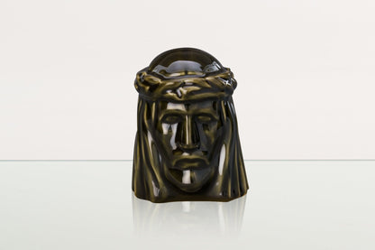 Handmade Mini Keepsake Urn "The Christ" - Oily Green | Ceramic Mini Urn - Pulvis Art Urns