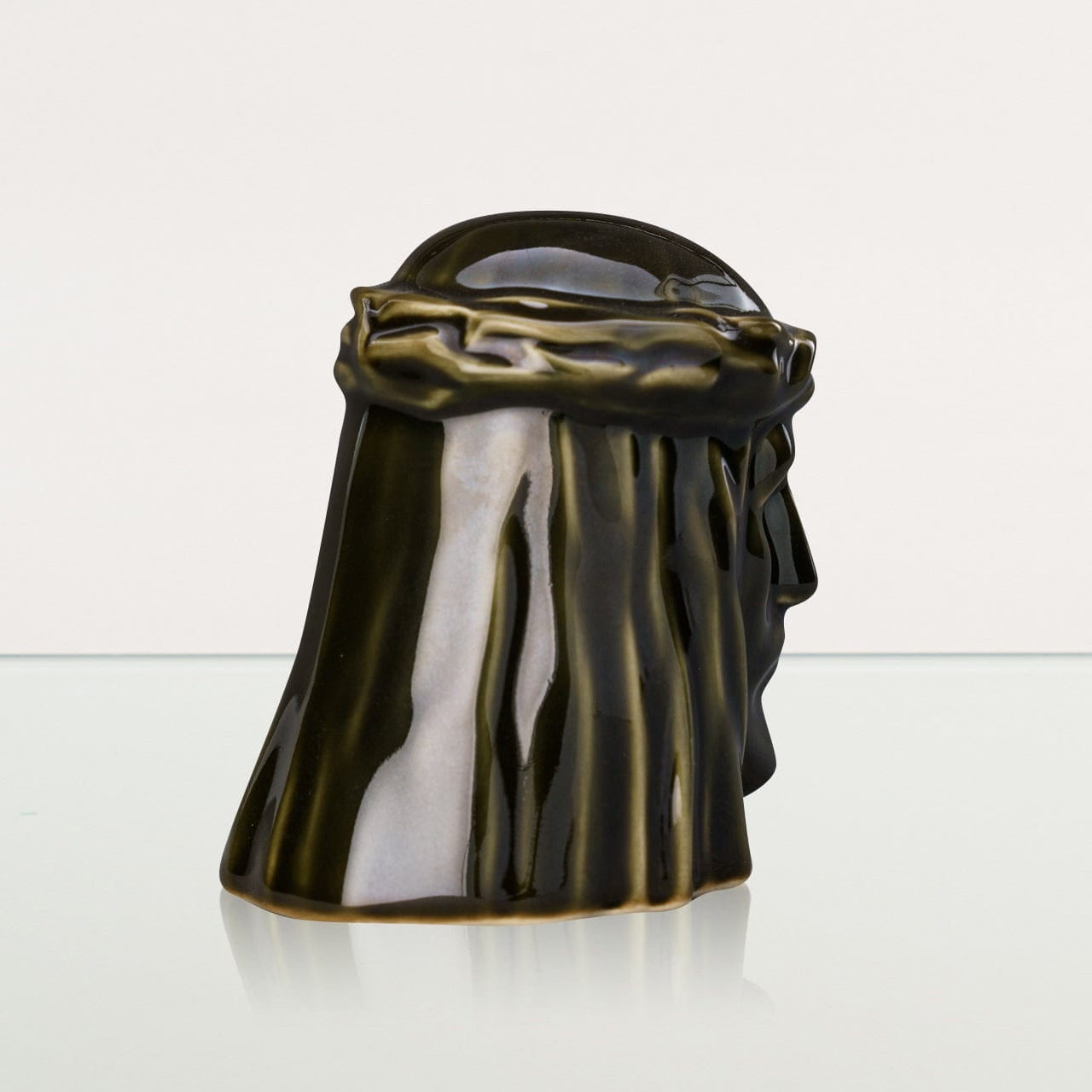 Handmade Mini Keepsake Urn "The Christ" - Oily Green | Ceramic Mini Urn - Pulvis Art Urns