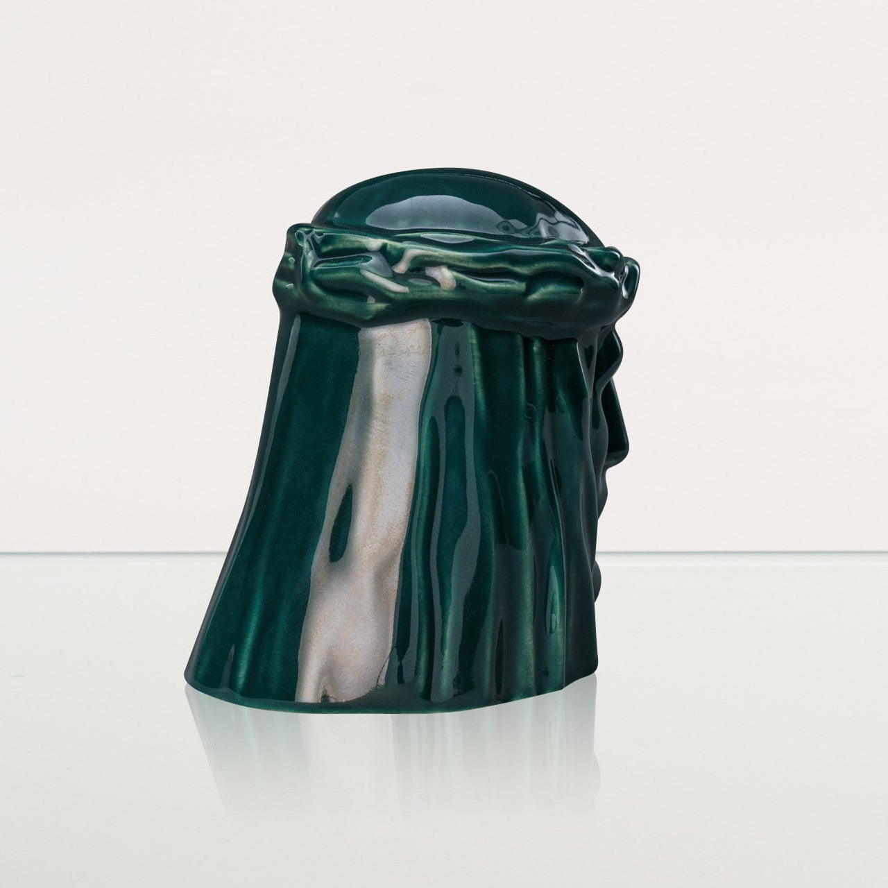 Handmade Mini Keepsake Urn "The Christ" - Oxide Green | Ceramic Mini Urn - Pulvis Art Urns