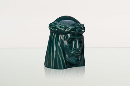 Handmade Mini Keepsake Urn "The Christ" - Oxide Green | Ceramic Mini Urn - Pulvis Art Urns