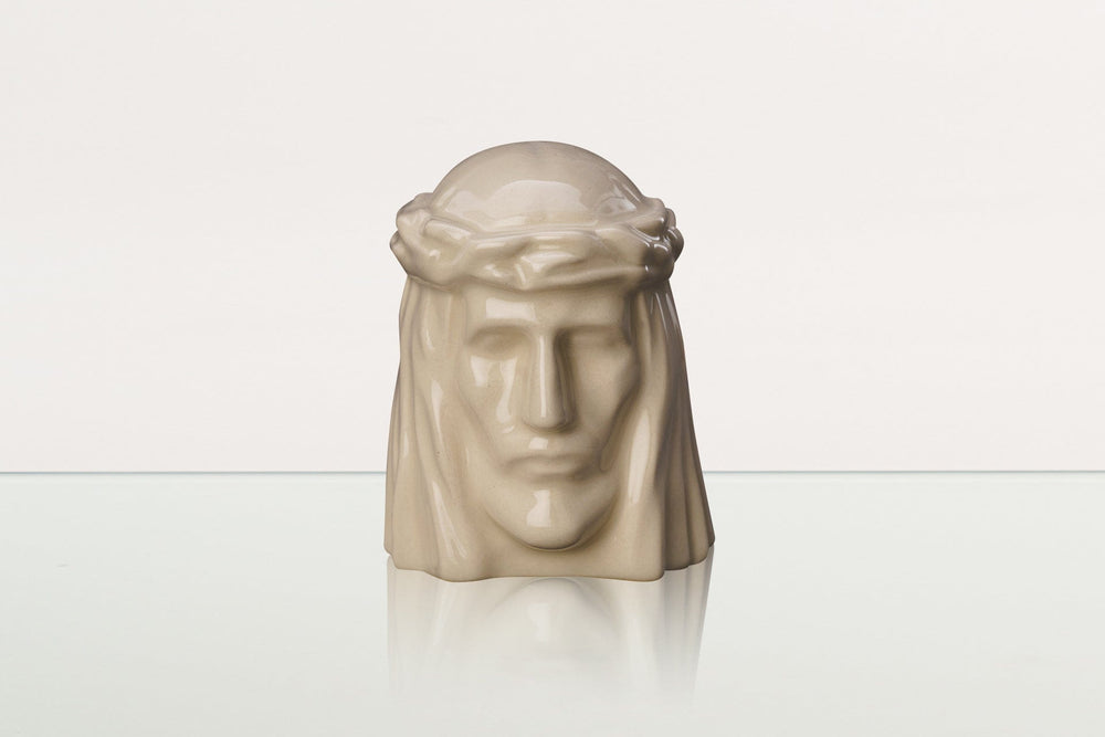 Pulvis Art Urns Keepsake Urn Handmade Mini Keepsake Urn "The Christ" - Transparent | Ceramic Mini Urn