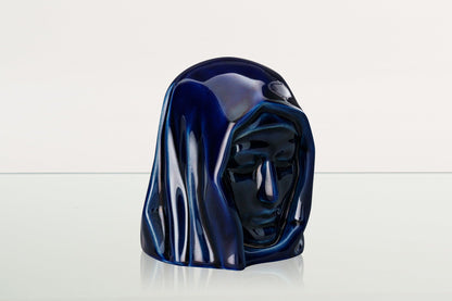 Handmade Mini Keepsake Urn "The Holy Mother" - Cobalt Metallic | Ceramic Mini Urn - Pulvis Art Urns