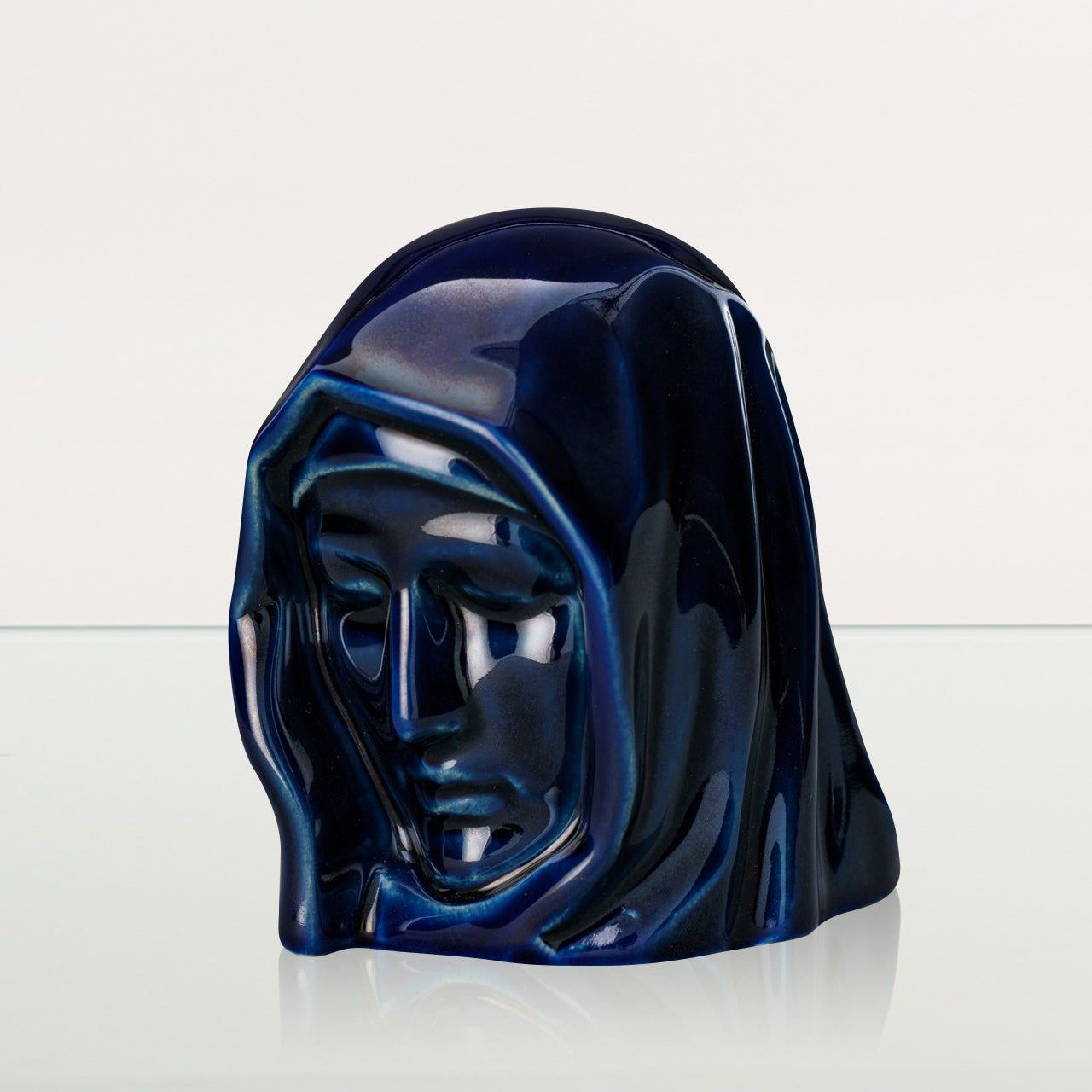 Handmade Mini Keepsake Urn "The Holy Mother" - Cobalt Metallic | Ceramic Mini Urn - Pulvis Art Urns