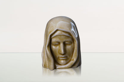 Handmade Mini Keepsake Urn "The Holy Mother" - Light Sand | Ceramic Mini Urn - Pulvis Art Urns