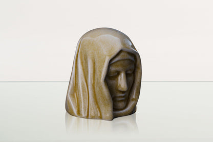 Handmade Mini Keepsake Urn "The Holy Mother" - Light Sand | Ceramic Mini Urn - Pulvis Art Urns