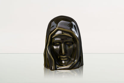 Handmade Mini Keepsake Urn "The Holy Mother" - Oily Green | Ceramic Mini Urn - Pulvis Art Urns
