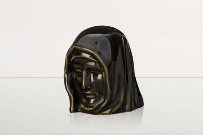 Handmade Mini Keepsake Urn "The Holy Mother" - Oily Green | Ceramic Mini Urn - Pulvis Art Urns