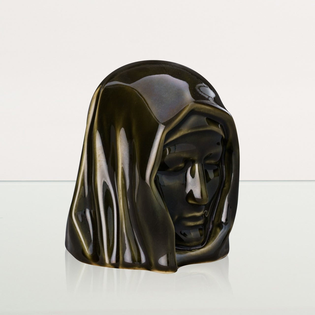 Handmade Mini Keepsake Urn "The Holy Mother" - Oily Green | Ceramic Mini Urn - Pulvis Art Urns