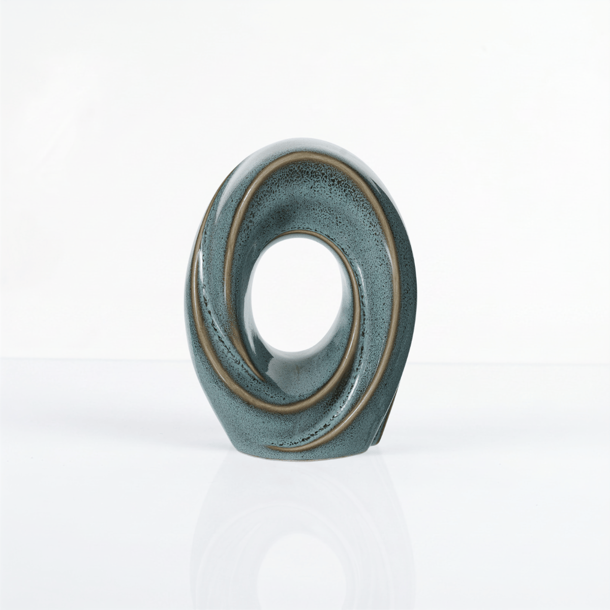 Pulvis Art Urns Keepsake Urn Mini Cremation Urn "The Passage" - Handmade Ceramic Urn | Oily Green Melange