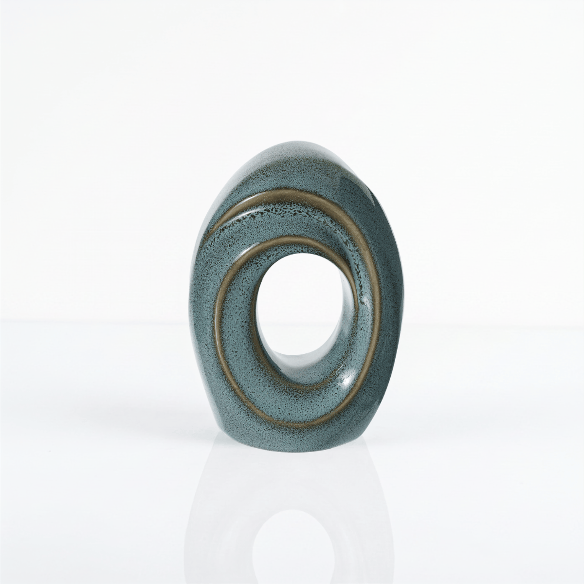 Pulvis Art Urns Keepsake Urn Mini Cremation Urn "The Passage" - Handmade Ceramic Urn | Oily Green Melange