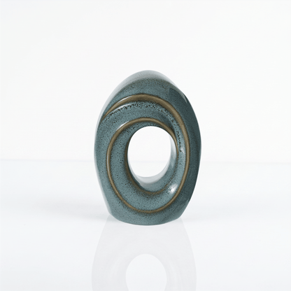 Pulvis Art Urns Keepsake Urn Mini Cremation Urn "The Passage" - Handmade Ceramic Urn | Oily Green Melange