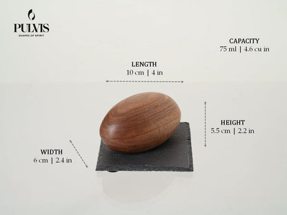 Pulvis Art Urns Keepsake Urn Wooden Keepsake Urn "Palm Stone" - Genuine Walnut