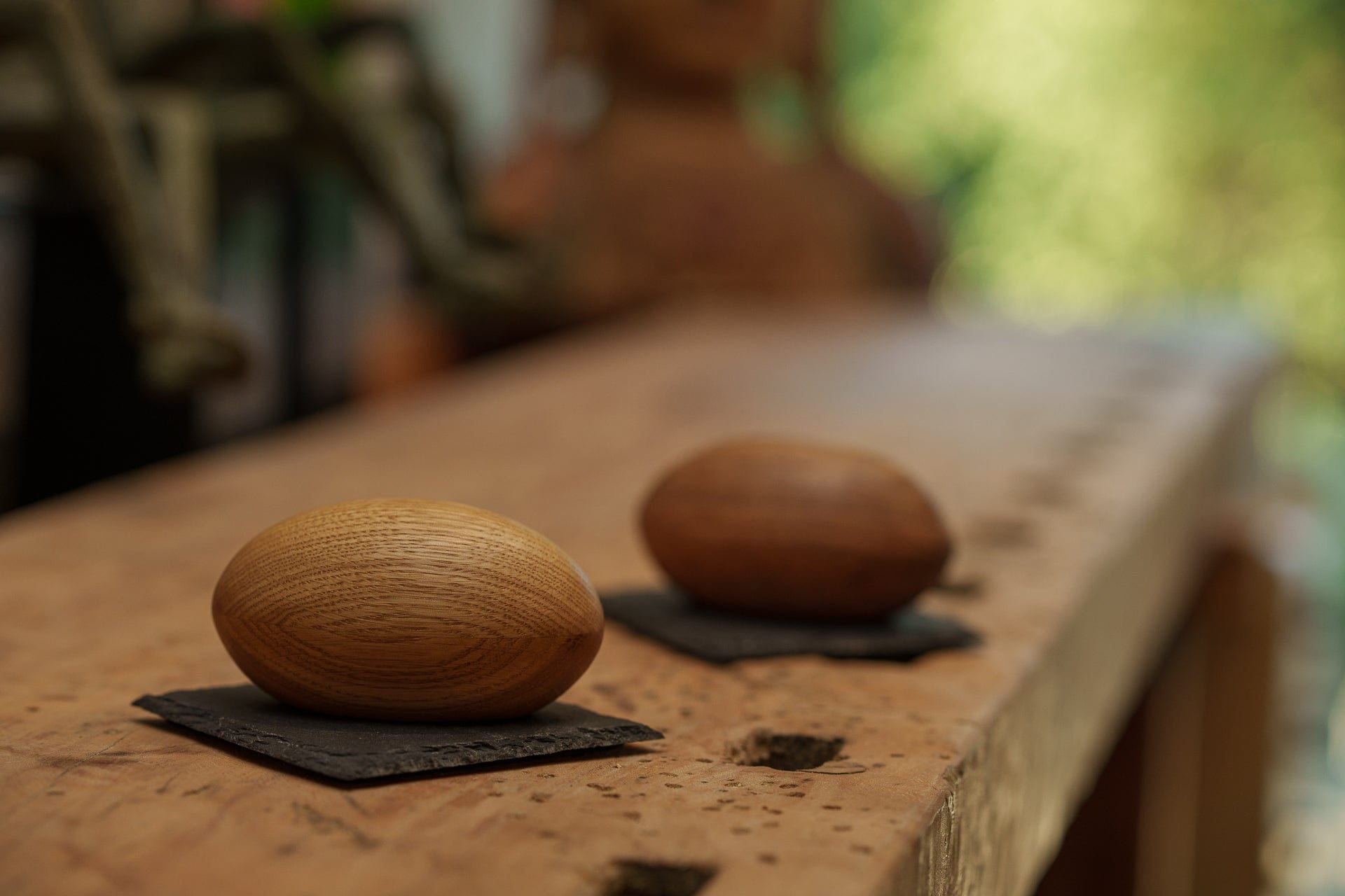Wooden Keepsake Urn "Palm Stone" - Genuine Walnut - Pulvis Art Urns