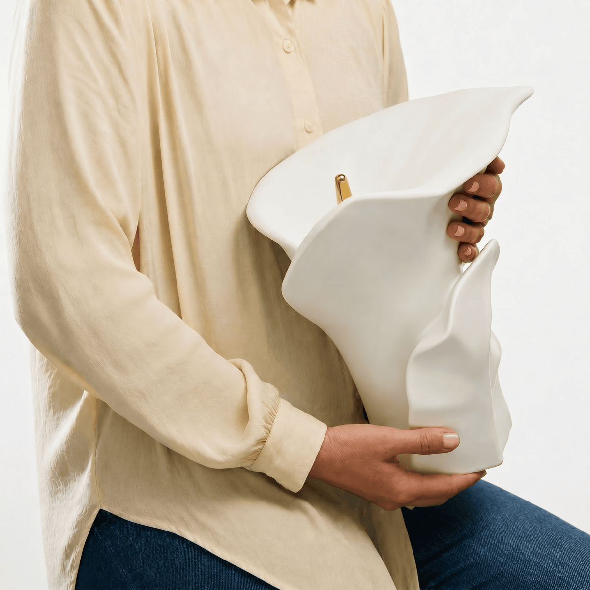 Pulvis Art Urns Medium Size Urn Calla Flower Memorial Urn for Ashes - Large Urn | Oily Green Melange