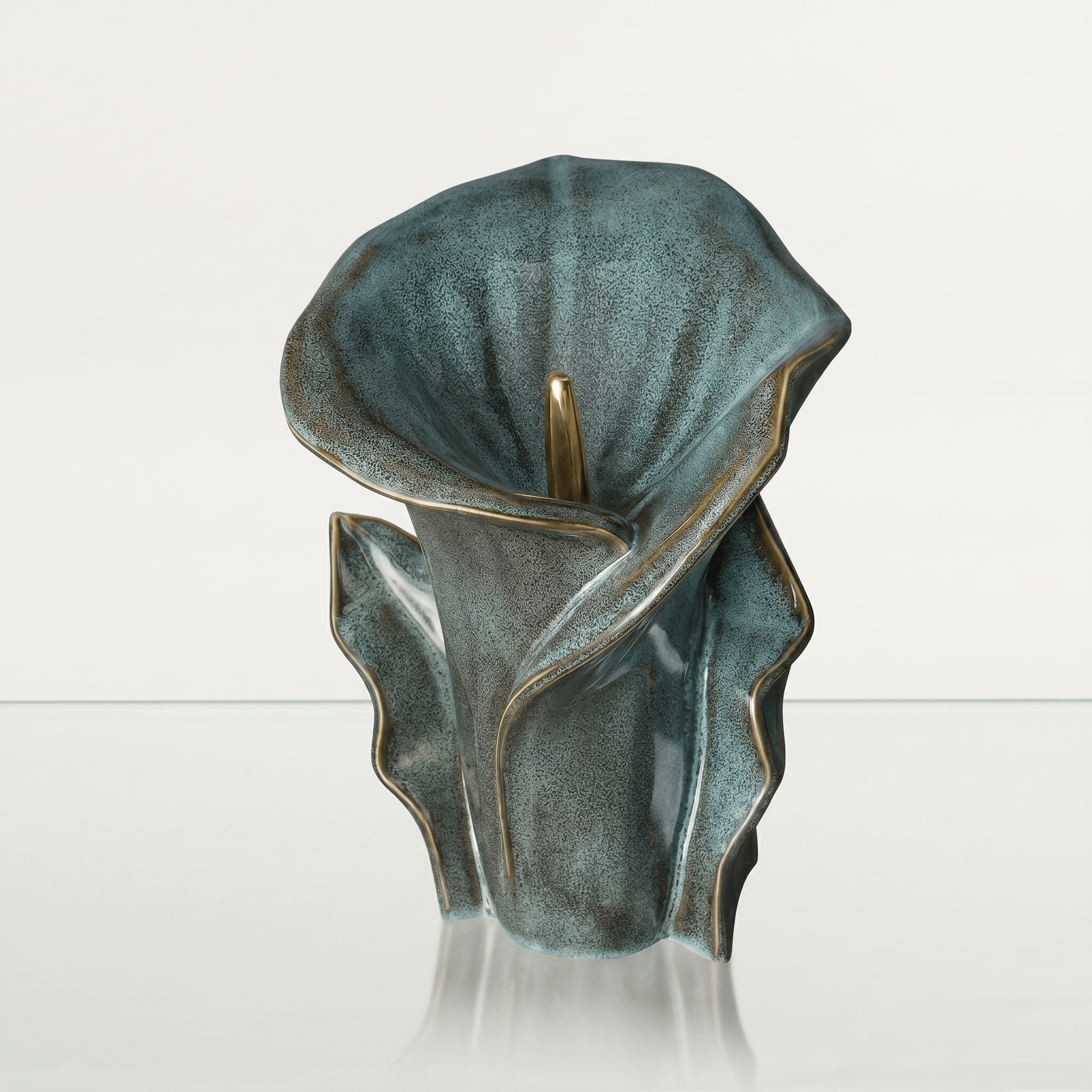 Pulvis Art Urns Medium Size Urn Calla Flower Memorial Urn for Ashes - Large Urn | Oily Green Melange