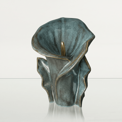Pulvis Art Urns Medium Size Urn Calla Flower Memorial Urn for Ashes - Large Urn | Oily Green Melange