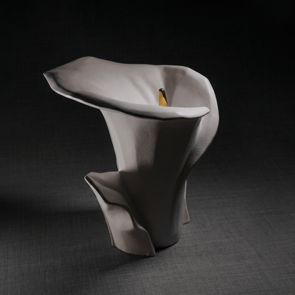Pulvis Art Urns Medium Size Urn Calla Flower Memorial Urn for Ashes - Large Urn | White Matte