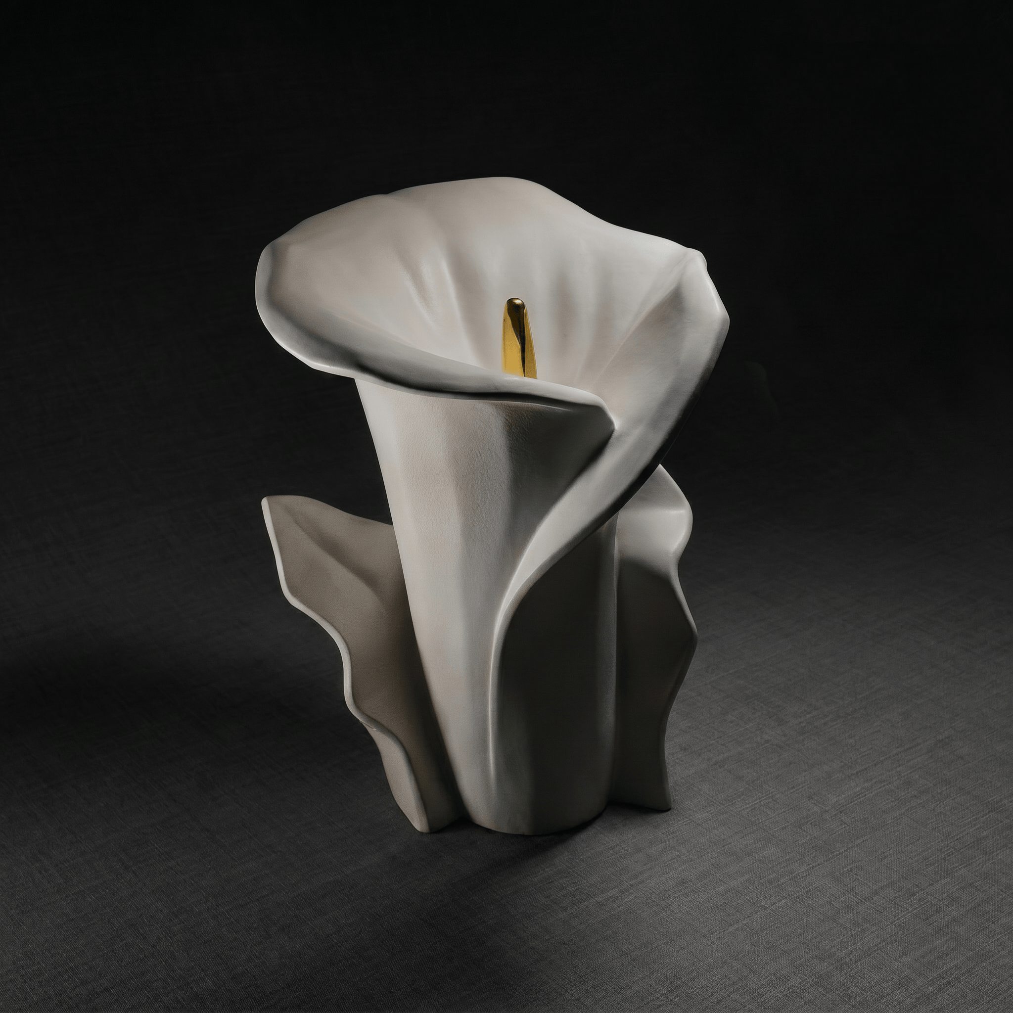 Pulvis Art Urns Medium Size Urn Calla Flower Memorial Urn for Ashes - Large Urn | White Matte