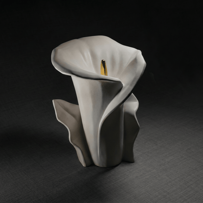 Pulvis Art Urns Medium Size Urn Calla Flower Memorial Urn for Ashes - Large Urn | White Matte