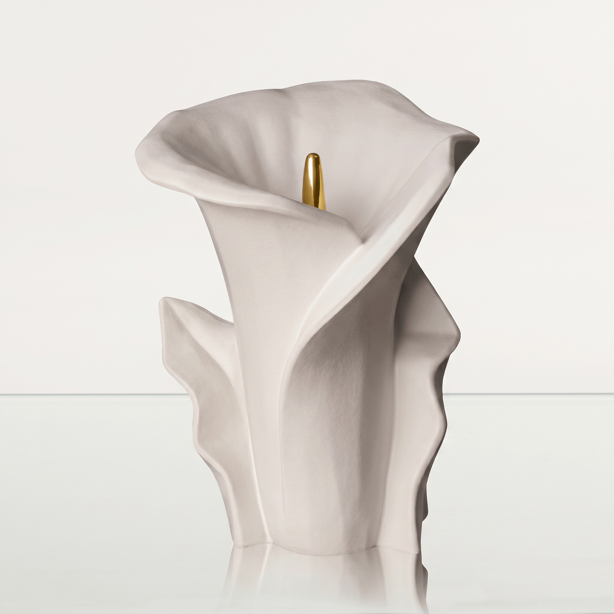 Pulvis Art Urns Medium Size Urn Calla Flower Memorial Urn for Ashes - Large Urn | White Matte