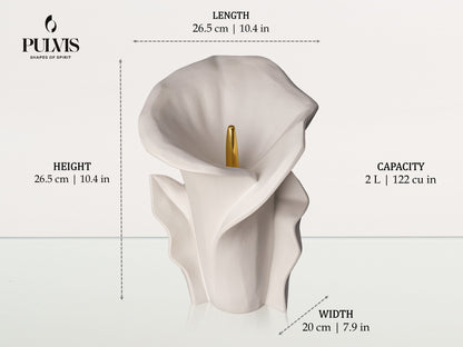 Pulvis Art Urns Medium Size Urn Calla Flower Memorial Urn for Ashes - Medium Urn | Oily Green Melange